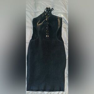 Petal Roz Halter Black Dress